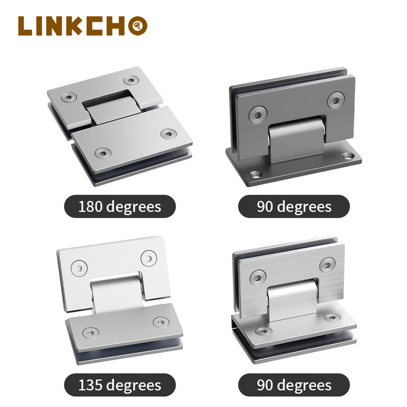 Matte Black 90 Degree Stainless Steel Grade 304 Shower Hinge for Glass Door Bathroom Hinge Double-sided Glass Clip