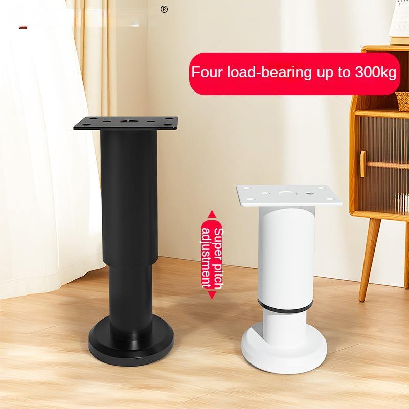 Modern Black Telescopic Adjustable Height Legs Iron Furniture Hardware for Bed Desk Cabinets Plastic Feet Stand for Home Office