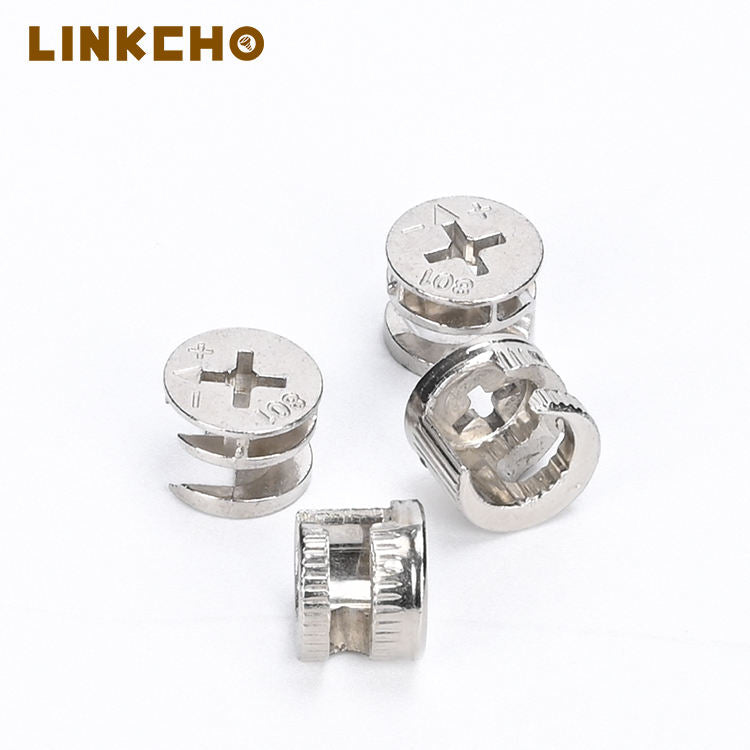 15*12mm Stainless Steel 3-in-1 Mini FixDowel Pin Furniture Cam Lock Screws Nut Fastener Cabinet Connector Panel Bolts Sturdy