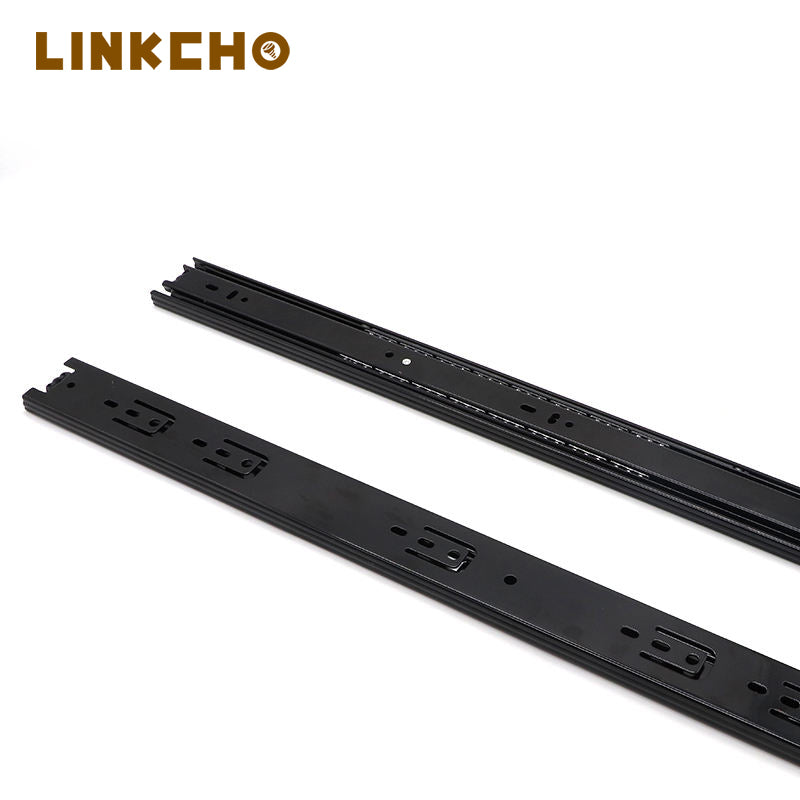 High Quality Modern Style Cold Rolled Steel 3-Fold Full-Extension Silent Drawer Slide Rail 45mm Width Ball Bearing 31-50kg Load