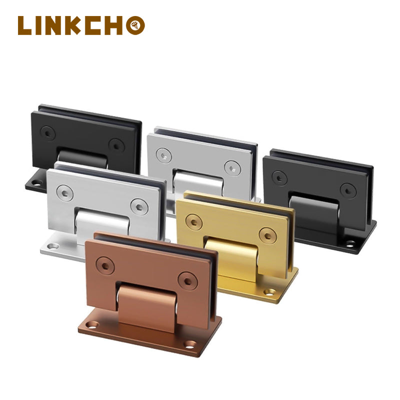 Matte Black 90 Degree Stainless Steel Grade 304 Shower Hinge for Glass Door Bathroom Hinge Double-sided Glass Clip