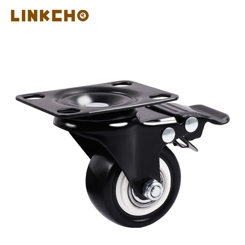 1.5 2 2.5 3 4 5 Inch Heavy Duty Caster with Brake, Locking Caster with 360 Degree Noiseless PVC Wheel, Swivel Caster