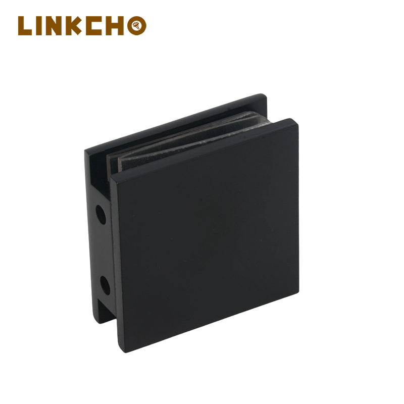 Square Stainless Steel Handrail Railing Glass Clip Shower Hinge Door Glass Clamp Black for Shower Door