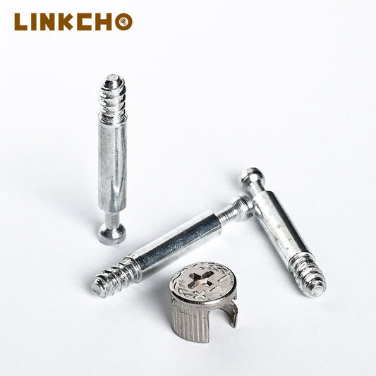 Furniture Hardware Cam Dowel Lock Connector Bolts Set Screws with Zinc Plated Carbon Steel and Wooden Dowel Nut