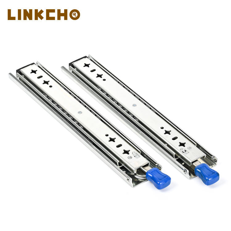 Industrial Grade 53mm Wide Heavy-duty Slide Rail Thickened With Locking Mechanism Solid Steel Ball Bearing Buffer Track