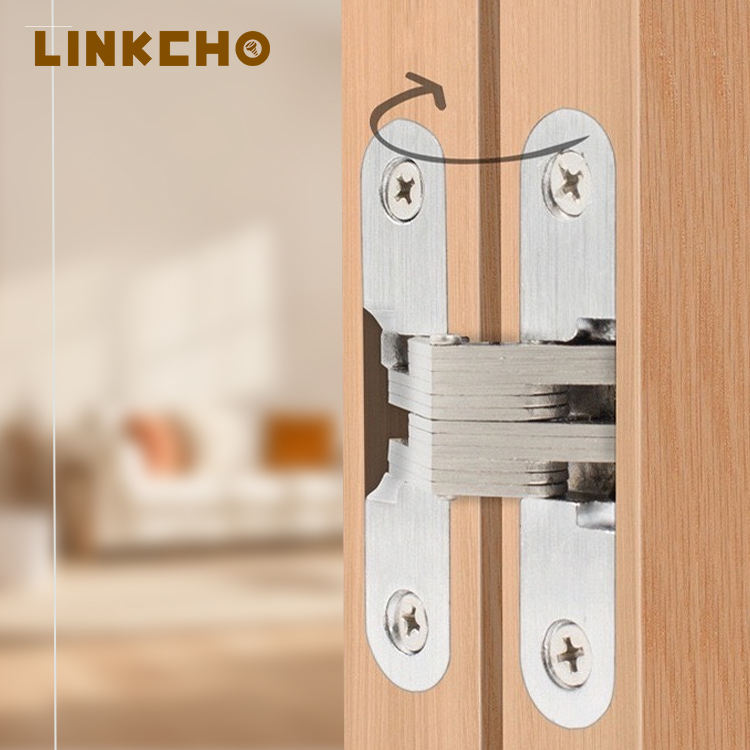 Modern Design Soft Closing Silent Durable Concealed Hidden Door Hinges Zinc Alloy Invisible Hinges Living Room Bathroom