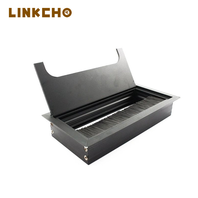 Modern Style High Quality Desk Cable Grommet Box Aluminum Alloy Brush Wire Cover for Home Office Workstation Sleek Desk Design