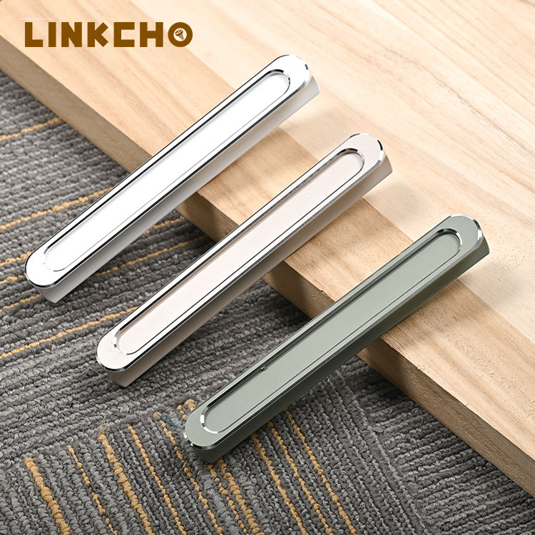 LINKCHO Modern Minimalist Aluminum Alloy Furniture Handles for Kitchen Hotel Use Oval Head Drawer Wardrobe Cabinet Door Handles