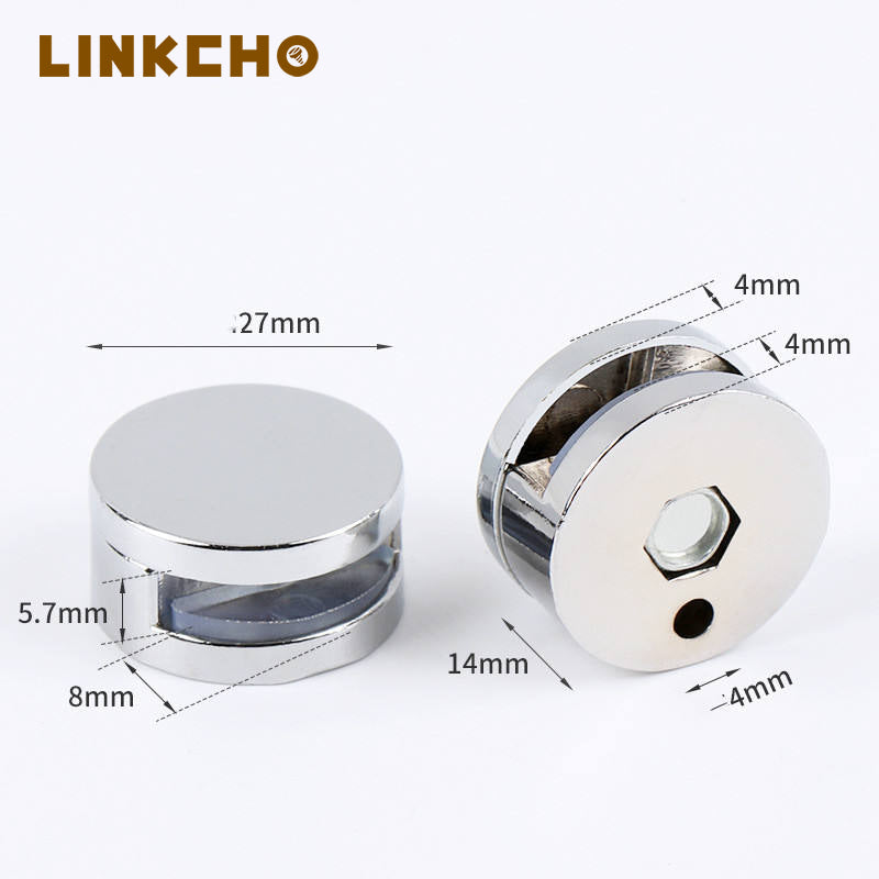 Zinc Alloy Oval Glass Clip for Bathroom Kitchen Dining Outdoor Bedroom Hotel Living Room Apartment Door 3-5mm Glass Mirror Clip