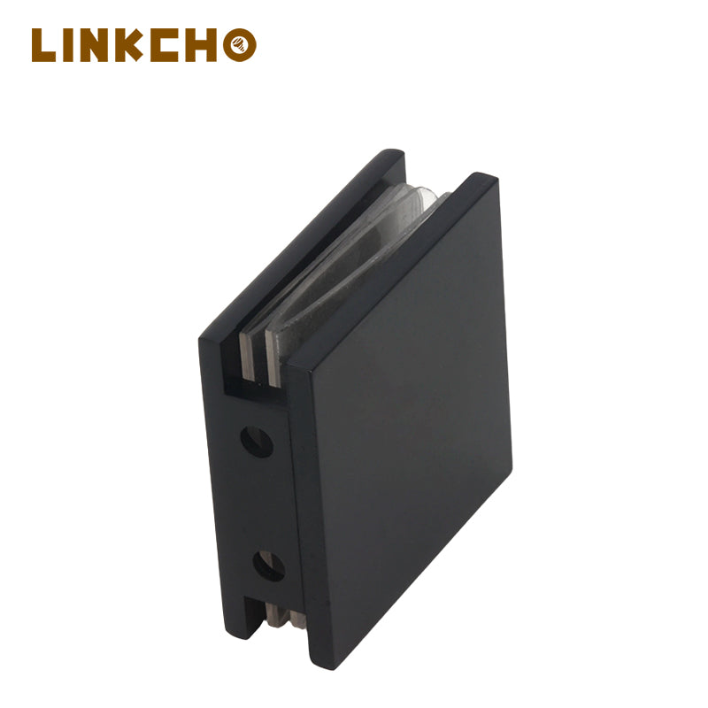 Square Stainless Steel Handrail Railing Glass Clip Shower Hinge Door Glass Clamp Black for Shower Door