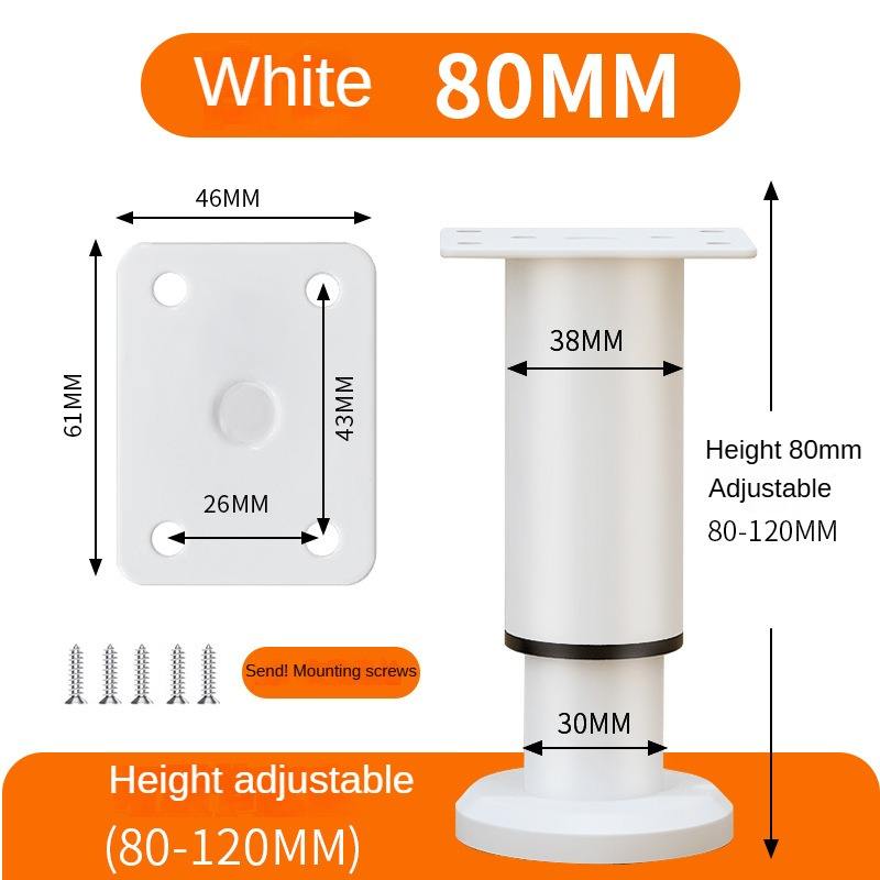 Modern Black Telescopic Adjustable Height Legs Iron Furniture Hardware for Bed Desk Cabinets Plastic Feet Stand for Home Office