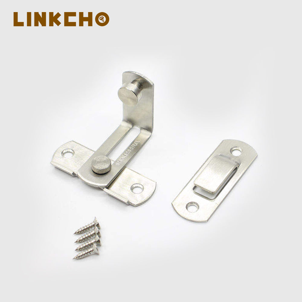 90 Degree Right Angle Door Latch Hasp Bending Latch Buckle Bolt Barn Sliding Lock Barrel Bolt With Screws for Toilet Doors