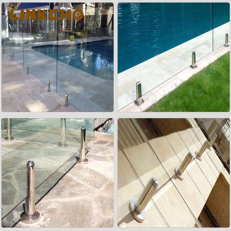 Glass Clip Stainless Steel 304 Flat Back Bracket for Square Post Railing System Satin Brushed High Precision Hardware