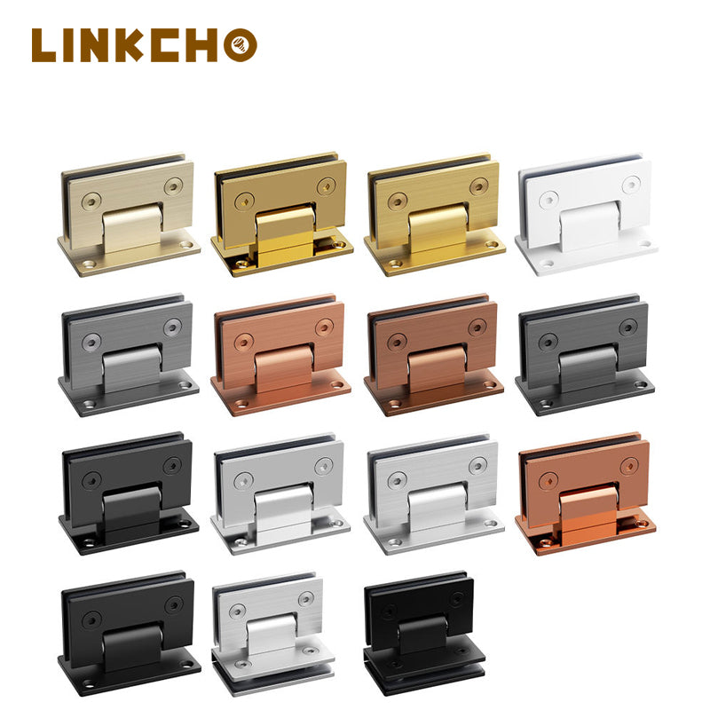 Matte Black 90 Degree Stainless Steel Grade 304 Shower Hinge for Glass Door Bathroom Hinge Double-sided Glass Clip
