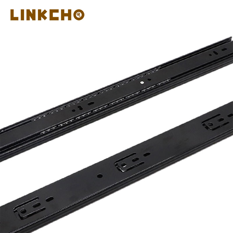 High Quality Modern Style Cold Rolled Steel 3-Fold Full-Extension Silent Drawer Slide Rail 45mm Width Ball Bearing 31-50kg Load