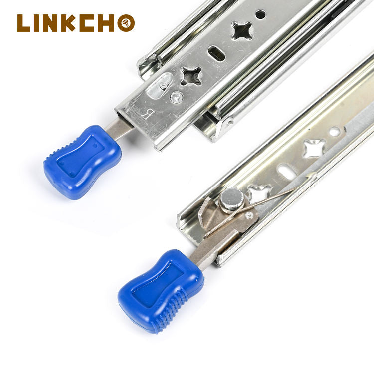 Industrial Grade 53mm Wide Heavy-duty Slide Rail Thickened With Locking Mechanism Solid Steel Ball Bearing Buffer Track