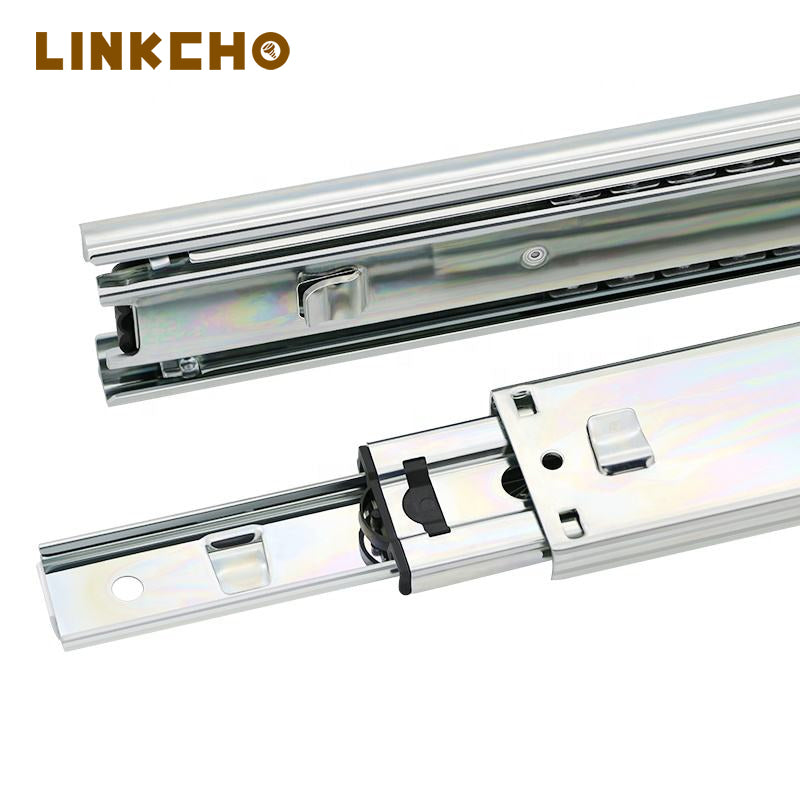 Heavy Duty 3-Section Ball Bearing Slide Rails 45KG Load, Snap-On Mounting for Furniture/Cabinet/Kitchen Drawers