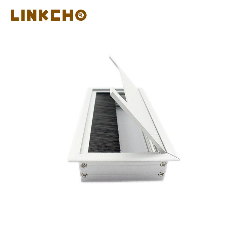Modern Style High Quality Desk Cable Grommet Box Aluminum Alloy Brush Wire Cover for Home Office Workstation Sleek Desk Design