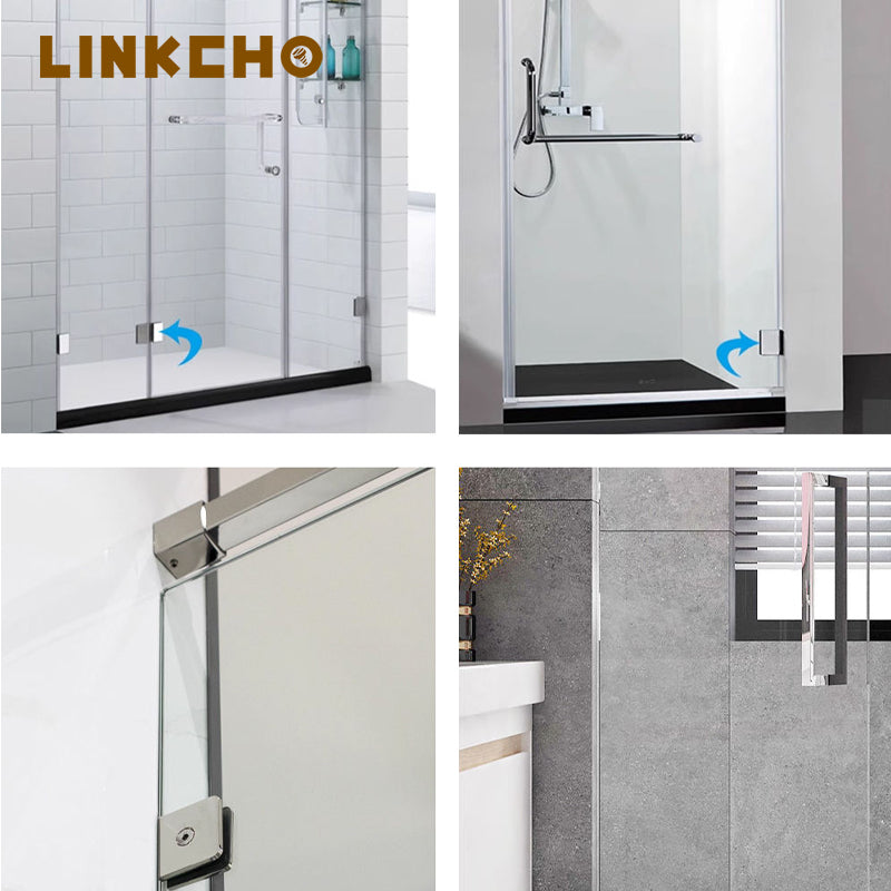 Square Stainless Steel Handrail Railing Glass Clip Shower Hinge Door Glass Clamp Black for Shower Door