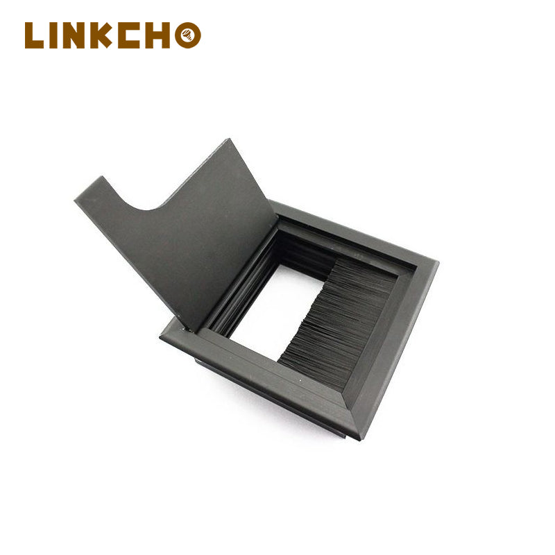 Modern Style High Quality Desk Cable Grommet Box Aluminum Alloy Brush Wire Cover for Home Office Workstation Sleek Desk Design