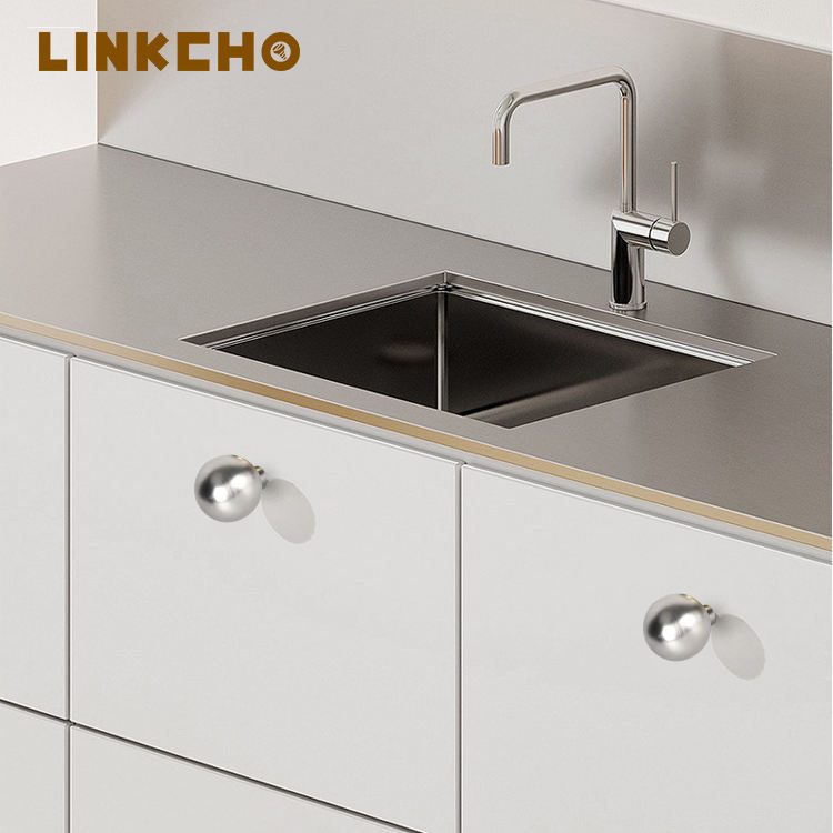 LINKCHO Single-hole Round Zinc Alloy Light Luxury Cabinet & Wardrobe Drawer Handles for Kitchen Bedroom Dresser-Durable