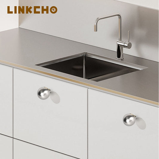 LINKCHO Single-hole Round Zinc Alloy Light Luxury Cabinet & Wardrobe Drawer Handles for Kitchen Bedroom Dresser-Durable