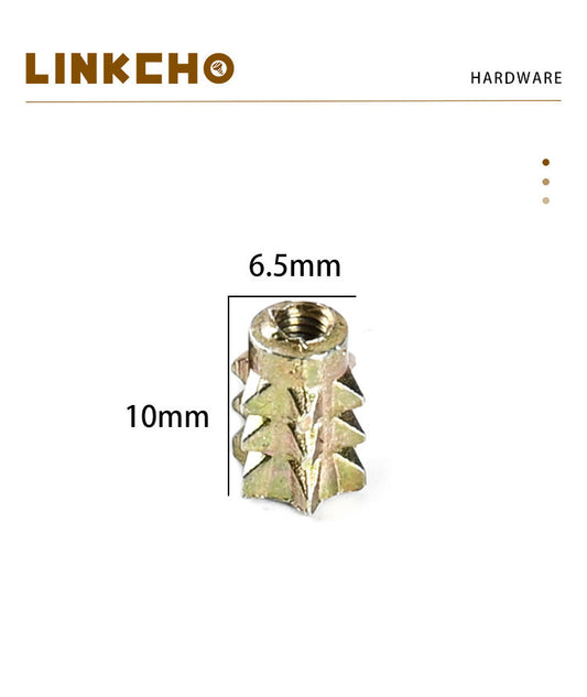 Wholesale Zinc Alloy M3-M8 Threaded Inserts Screw Thorn Nut Hexagon Socket Embedded for Wood Furniture No Medium Thor Nuts
