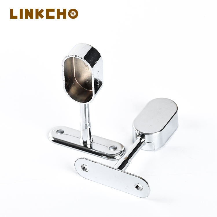 Zinc Alloy Base Flange Hanging Rod Clothes Hosted Wardrobe Hardware Oval Rail Hanging Holder Tube Support Cabinet Mount