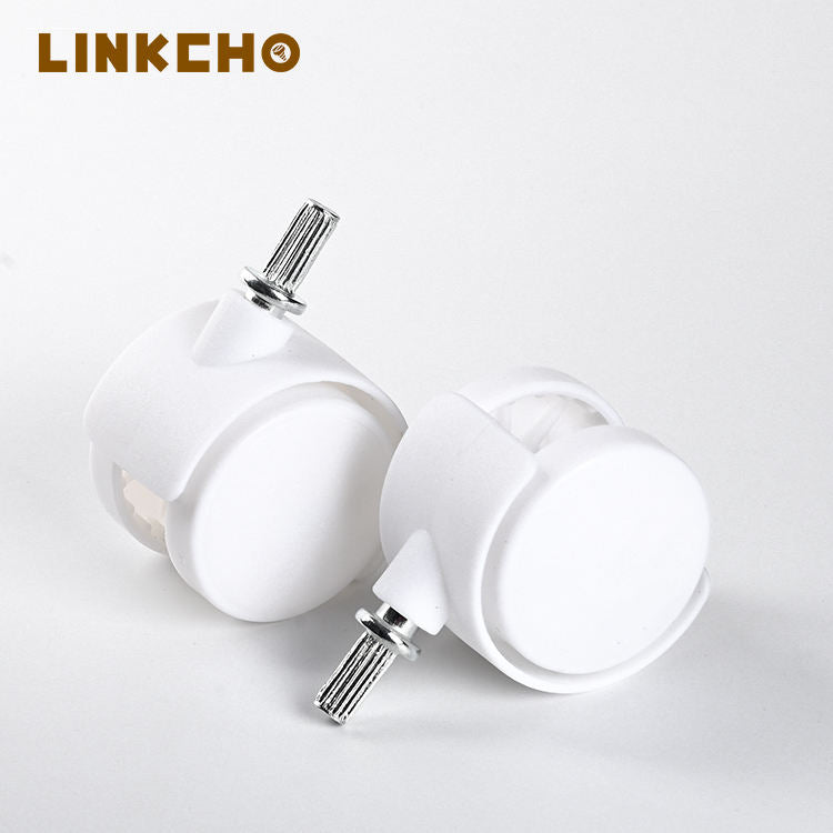 1.5 Inch 40mm White PP Silent Small Wheels Rack Universal Heavy Duty Plug-in Furniture Sofa Casters