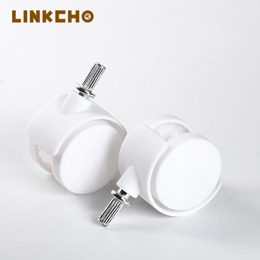1.5 Inch 40mm White PP Silent Small Wheels Rack Universal Heavy Duty Plug-in Furniture Sofa Casters