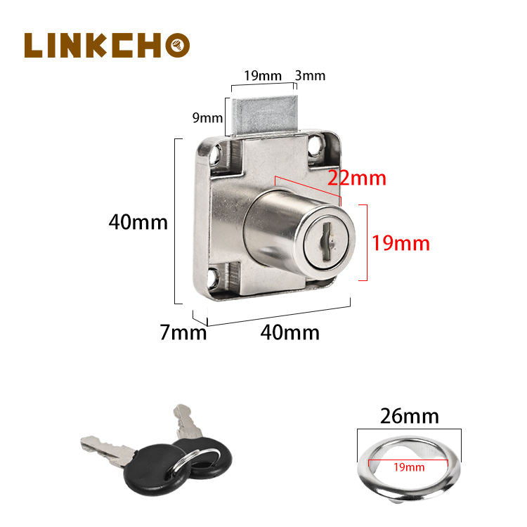 LINKCHO Modern Cabinet Lock Core Plastic Key-Unlock Drawer Lock Iron Office & Bedroom for Hotels Kitchens Schools