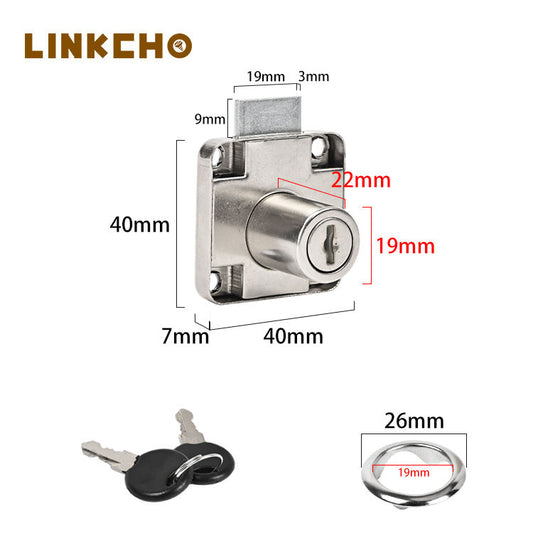 LINKCHO Modern Cabinet Lock Core Plastic Key-Unlock Drawer Lock Iron Office & Bedroom for Hotels Kitchens Schools