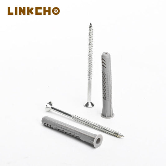 LINKCHO PZ-028 Expansion Plug Iron Plastic Zinc Plated Metric M5 80mm Length Cross Head 12mm Cap Diameter Standard Thread Screw
