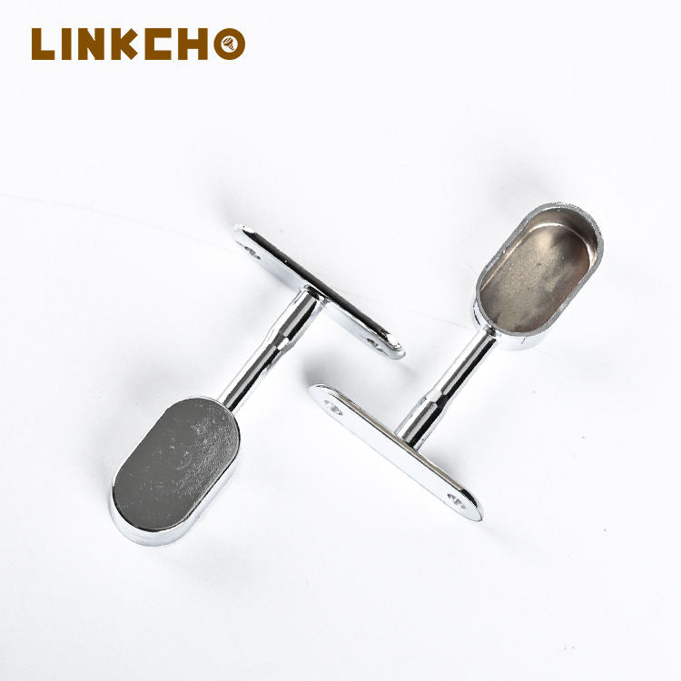 Zinc Alloy Base Flange Hanging Rod Clothes Hosted Wardrobe Hardware Oval Rail Hanging Holder Tube Support Cabinet Mount