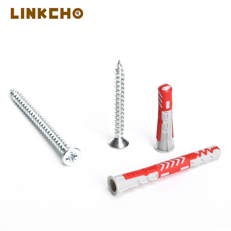 LINKCHO Metric Nylon & Iron Expansion Plugs Zinc Plated Four in a Bag for Hollow Bricks and Solid Wall Metal Wardrobes