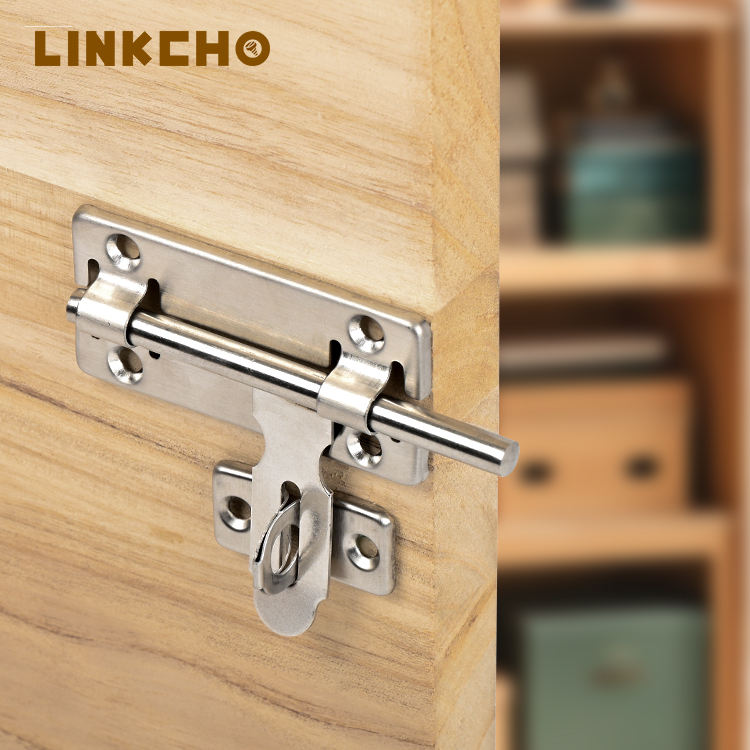LINKCHO Security Door Locking Stainless Steel Latches with Flanged Left and Right Sides for Padlocking