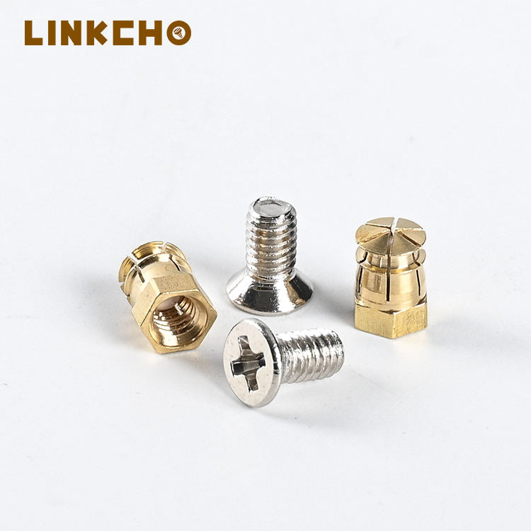 Embedded M4 Pure Copper Expansion Nut Three-in-one Copper Hexagonal Nut Expansion Nut With Cross Countersunk Screw