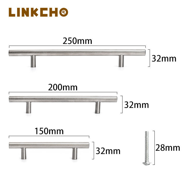 LINKCHO Stainless Steel T-shaped Double Hole Handle for Cabinets Wardrobes Dressers Bedroom Furniture for Kitchen & Bedroom Use