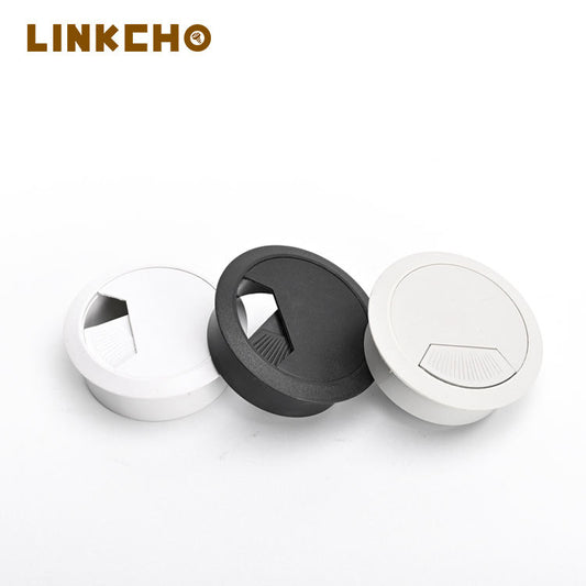 LINKCHO Modern Round Computer Desk Grommets Cable Hole Cover 60mm Plastic for Office Kitchen & Living Room