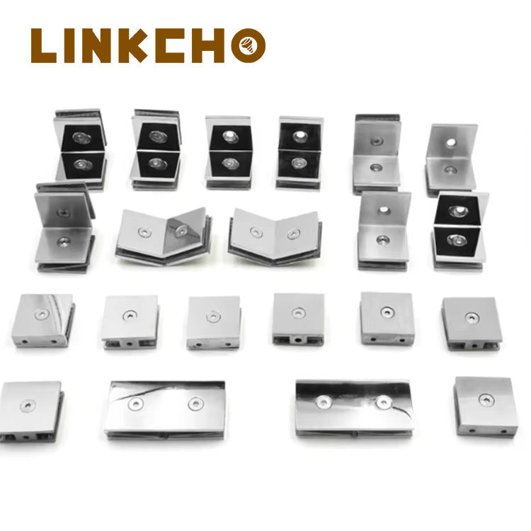 LINKCHO Stainless Steel 0-Degree Shower Hinge Polished Finish for Bathroom Bedroom Frameless Glass Doors Pair Bearing 3mm
