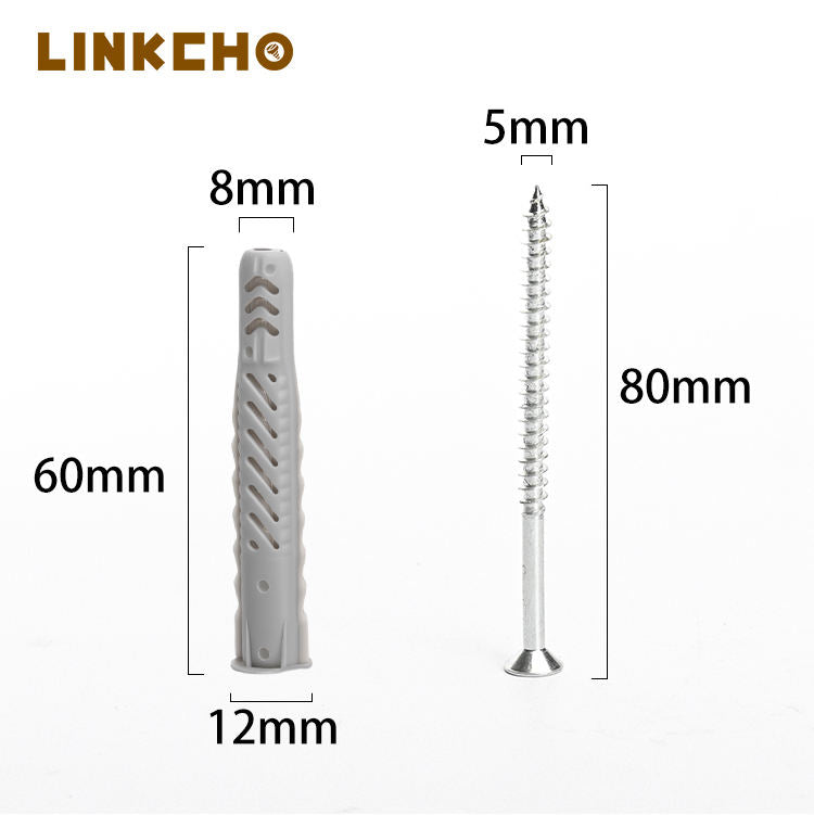 LINKCHO PZ-028 Expansion Plug Iron Plastic Zinc Plated Metric M5 80mm Length Cross Head 12mm Cap Diameter Standard Thread Screw