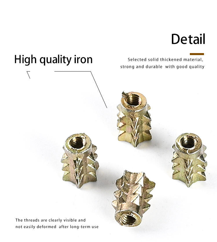 Wholesale Zinc Alloy M3-M8 Threaded Inserts Screw Thorn Nut Hexagon Socket Embedded for Wood Furniture No Medium Thor Nuts