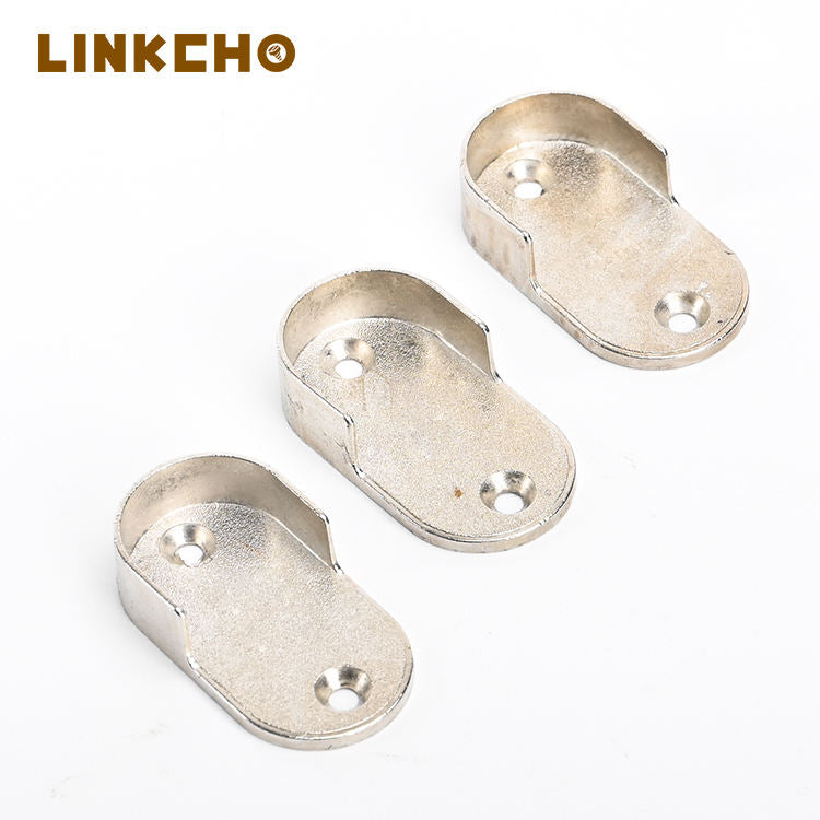 Widened Clothes Tube Support Die Casting U-shaped Flange Seat Wardrobe Flat Tube Hanging Clothes Rod Support Fixing Accessories