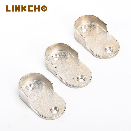 Widened Clothes Tube Support Die Casting U-shaped Flange Seat Wardrobe Flat Tube Hanging Clothes Rod Support Fixing Accessories