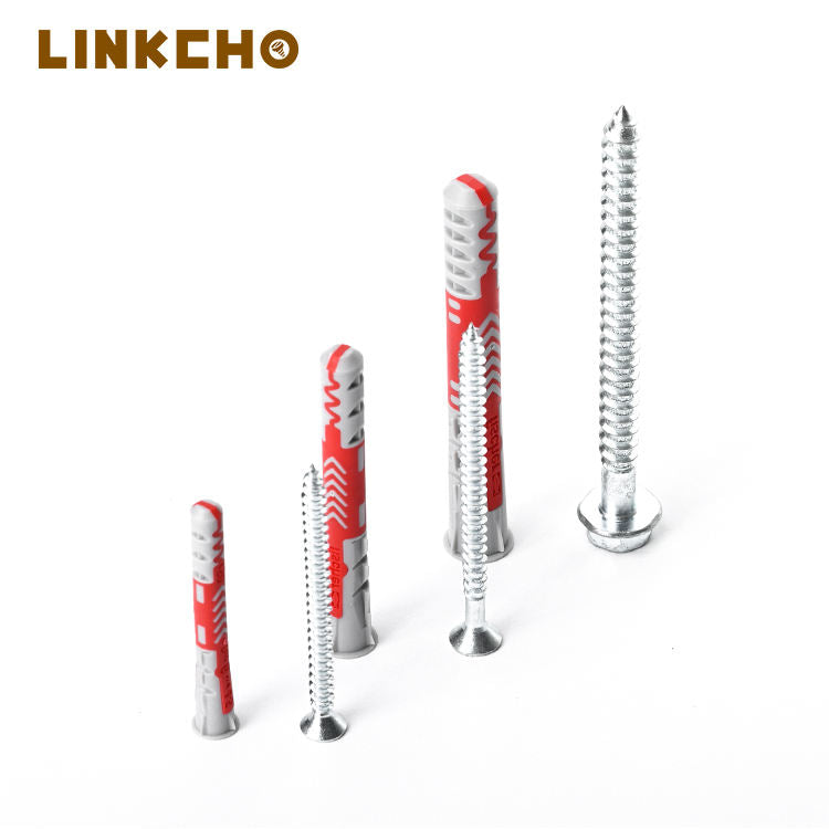 LINKCHO Metric Nylon & Iron Expansion Plugs Zinc Plated Four in a Bag for Hollow Bricks and Solid Wall Metal Wardrobes