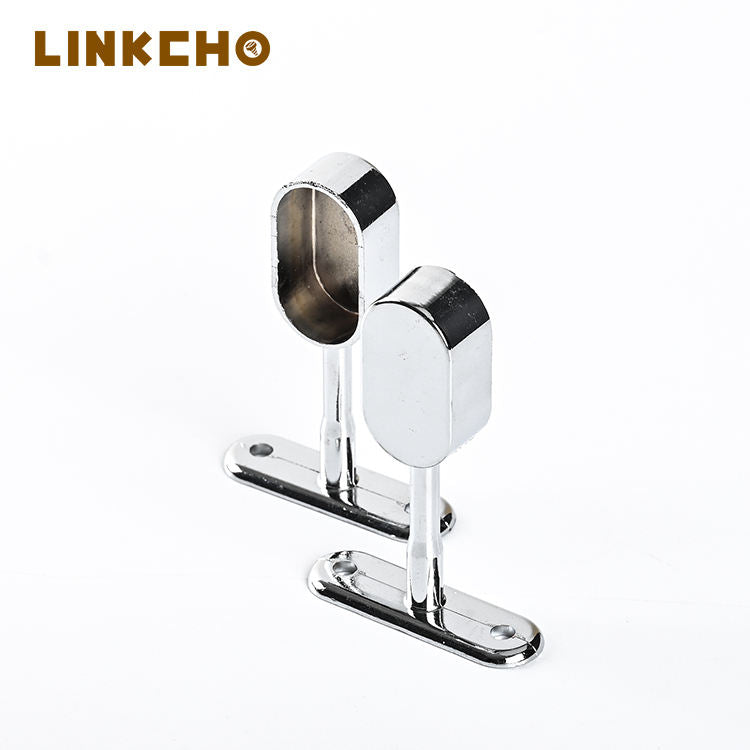 Zinc Alloy Base Flange Hanging Rod Clothes Hosted Wardrobe Hardware Oval Rail Hanging Holder Tube Support Cabinet Mount