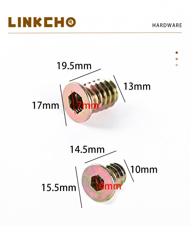 Iron Zinc Plated Internal/External Thread Self-Locking Hex Nuts for Wooden Bed Furniture Embedded Home Accessories