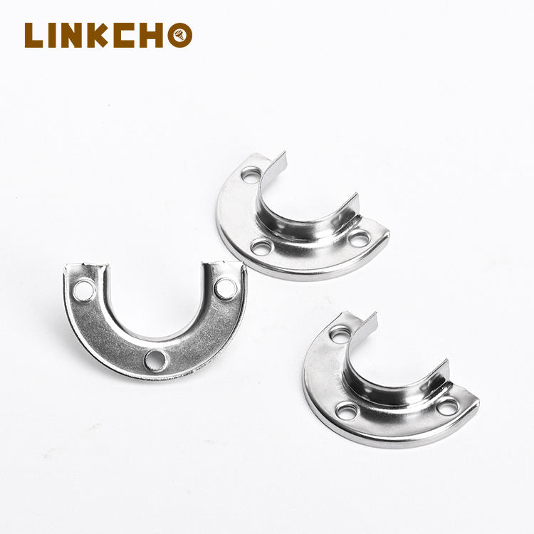Crescent U-Shape Flange End Support Closet Rod Flange Circular Wardrobe Closet Flange Rod Bracket Holding Pipe Fittings Hardware