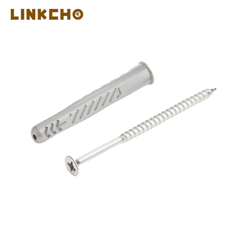 LINKCHO PZ-028 Expansion Plug Iron Plastic Zinc Plated Metric M5 80mm Length Cross Head 12mm Cap Diameter Standard Thread Screw