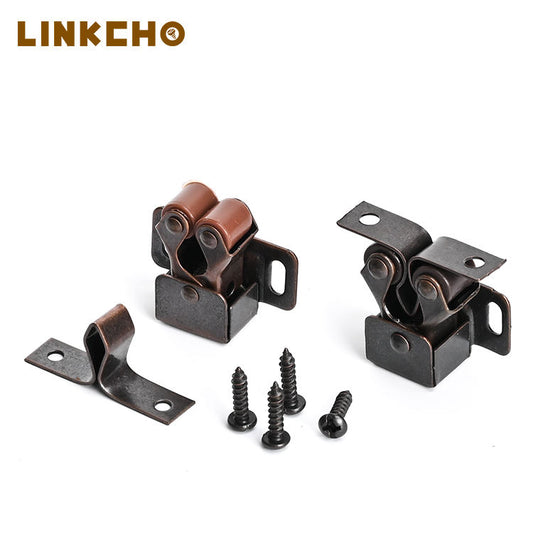 Roller Catch Iron Door Latch Cabinet Door Lock Suction Buckle Spring Double-wheel High-foot Clip Buckle Kitchen Living Room